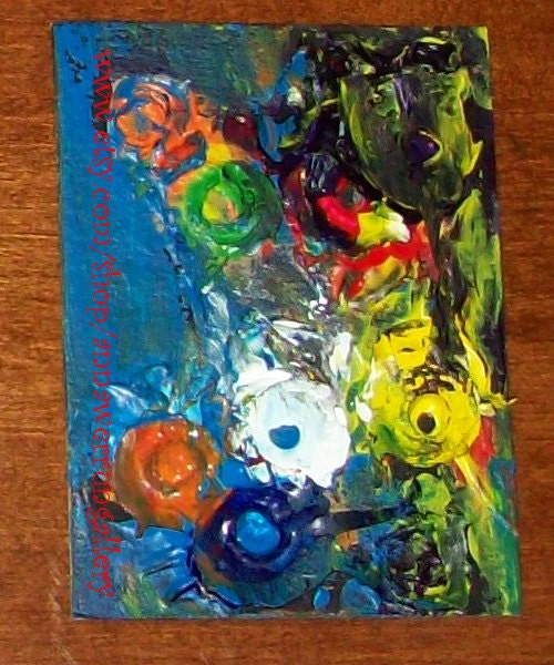 SALE ACEO Original Acrylic Painting "Upheaval" ACEO 2.5 x 3.5