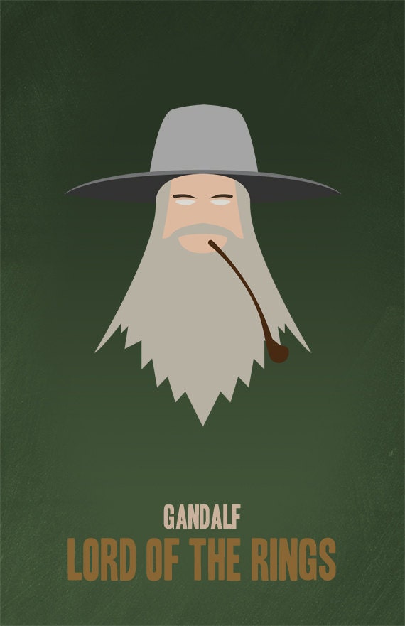 LOTR Lord of the Rings Gandalf Minimalist Poster by CRTRDesigns
