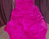 Vintage Hot Pink Women Bridal Satin Prom ball room sleeveless dress Gown by Alfred Angelo