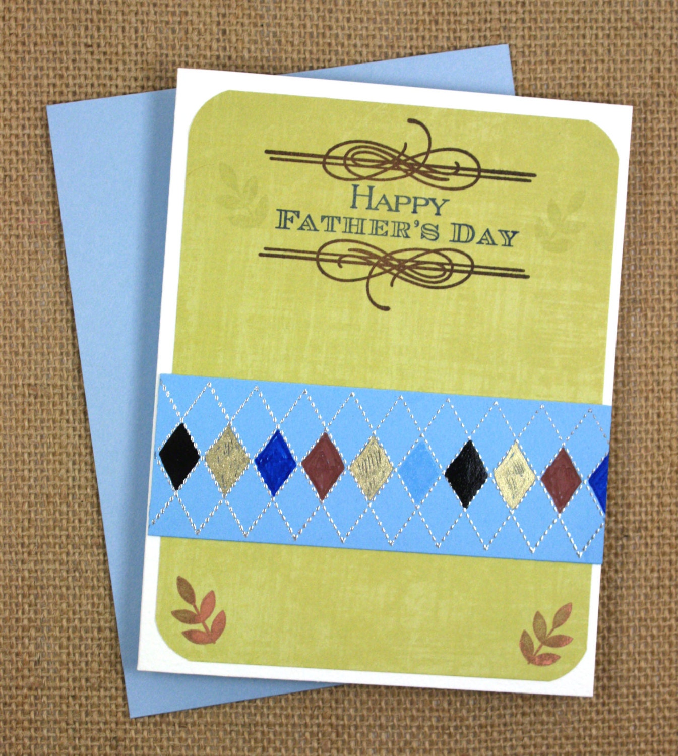 Father Days Cards - Father Card - Argyle Pattern - Happy Father's Day