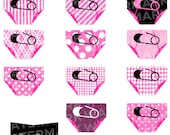16 PINK Black and White DIAPER Printables : Decor / Cake Toppers  / Instant Download - Hues Studio