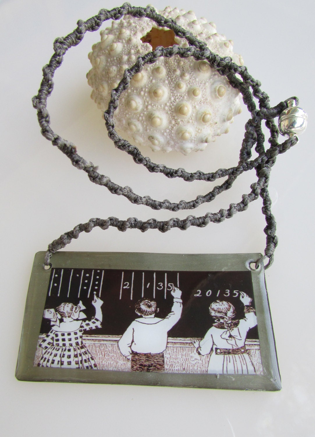 Resin Pendant, Students on the Blackboard, Metalwork Resin Jewelry