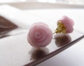 Lavendar Rosebud Stud Earrings, Flower earrings, Resin earrings, Gold Posts