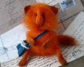 Orange Cat, Art Sculpture Animal,  Handmade interior toy,  MADE TO ORDER