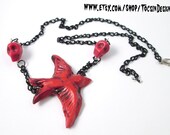 SWALLOW NECKLACE tattoo pin up skulls rockabilly psychobilly punk rock