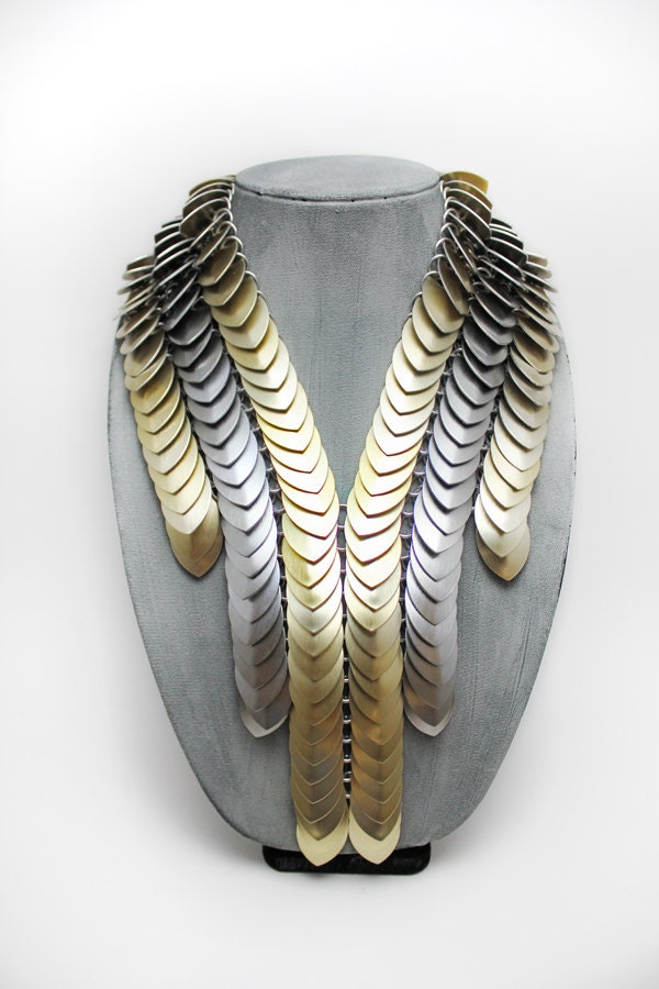 Scales of Power - Anodized Aluminum Scalemail/Chainmail Statement Fashion Necklace