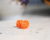 Orange Rose Earrings - Retro Vintage Style - Flower Earrings - Romantic Roses - Shabby Cottage Chic Jewelry