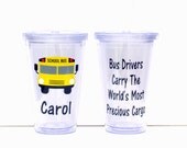 Personalized School Bus Driver BPA-FREE Double Wall Acrylic Tumbler With Lid and Straw