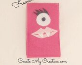 Pink Cyclops Memo Notebook Cover- Pink Kids Notebook- Mini Monster Notepad- Children Kids Lined Notepad