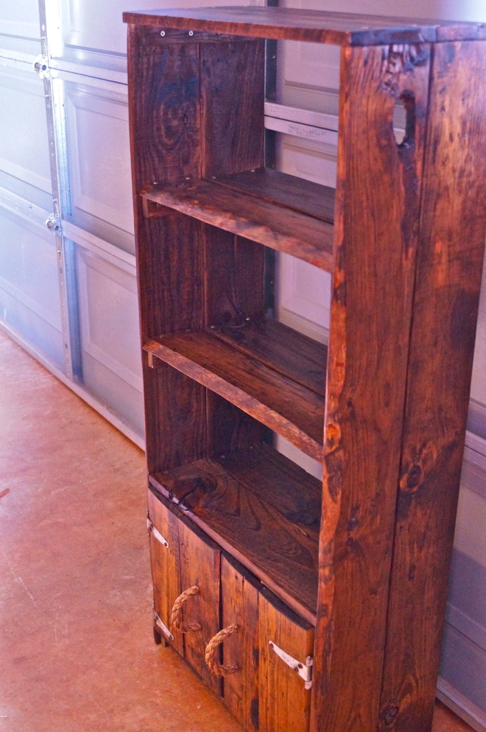Handmade Rustic Bookshelf Bookcase with Doors