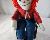 vintage handmade raggedy andy doll 18 1/2 inches toy collectible rag cloth doll nursery decor