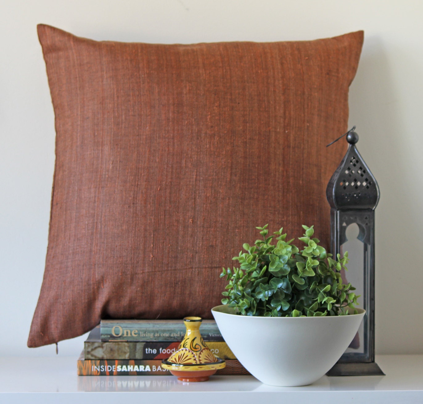 Cushion Cover, 55 x 55cm, Indian Silk/Cotton in Copper Rust