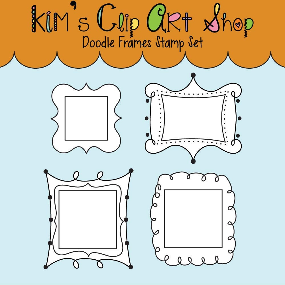 Doodle Frames Digital Stamp Set clip art, scrapbooking, digital design