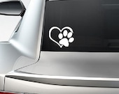 Paw with Heart I love my Dog Pet Window Vinyl Car Decal Laptop Sticker