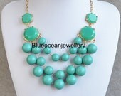 Multi-layer Turquoise Bubble Necklace,Bib Necklace, Statement Necklace, Wedding Necklace, Jewelry