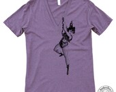 Unisex LADY CIRCUS ACROBAT American Apparel Deep V-Neck Tri-Blend Tee