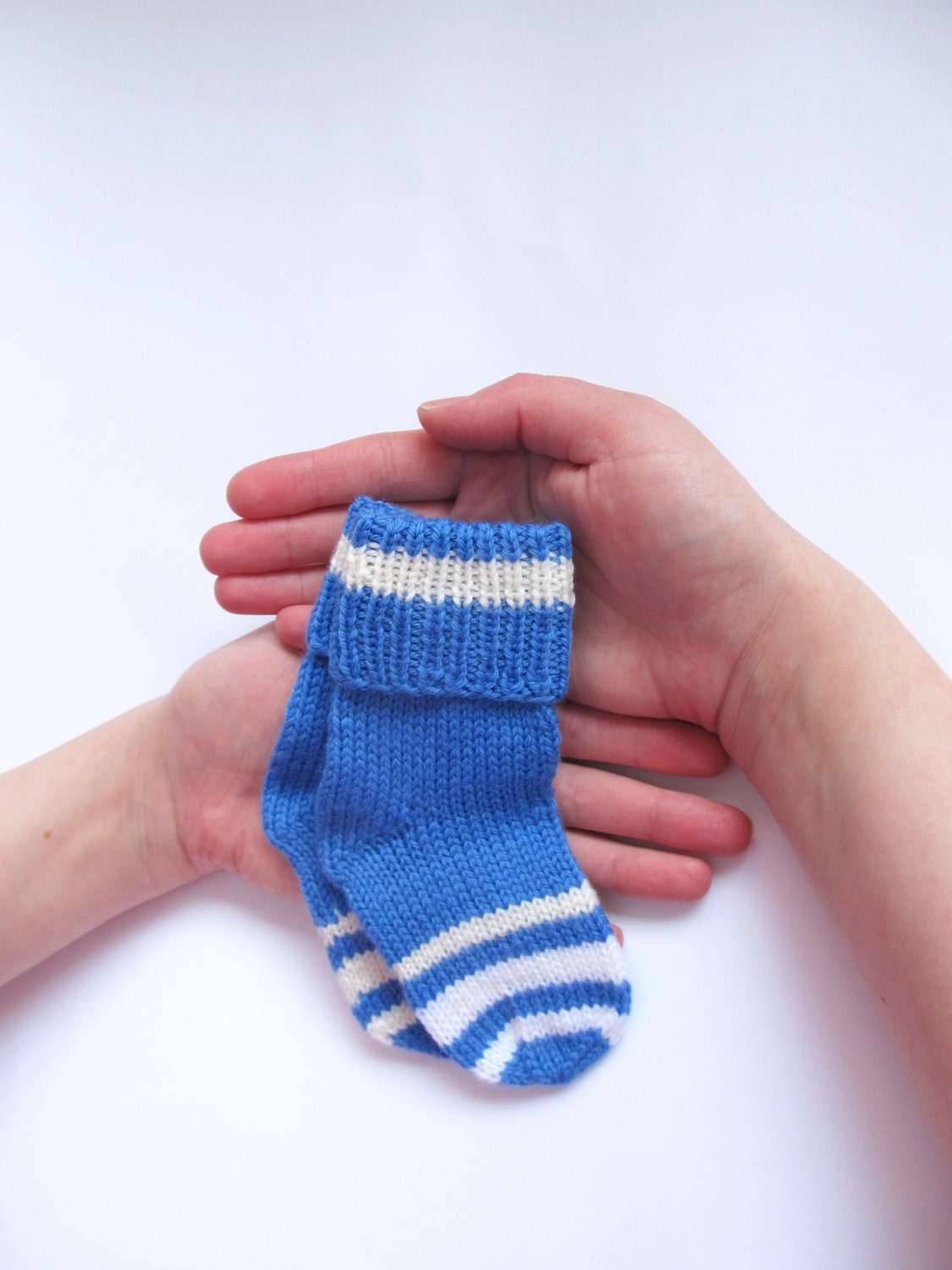 Merino Wool Hand Knitted Baby Socks, Blue Baby Socks,  Wool Newborn Socks, Newborn gifts, gift under 20