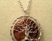 Jasper Wire Wrapped Tree of Life ---Birthday Handmade Jewelry Pendant Celtic Gemstones Wire Wrapped Trees Custom by Just4FunDesign