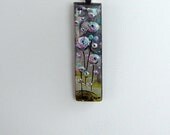 Whimsical  Blossoms hand painted pendant original on   Steel hand painted wearable artwork PScheri Floral