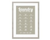 Laundry Symbols Poster - Codes to the Loads - 12x18 Art Print  - Typography Poster - Laundry Procedures Sign