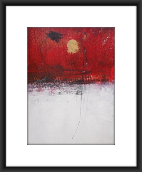 A3 Modern Landscape Abstract Original Mixed Media Painting 11.7x16.5 " Wasteland 095"