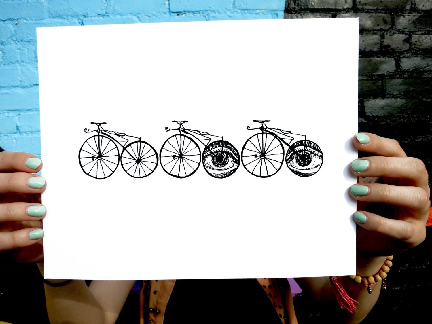 Bi-cycle-focals -- Hand-pulled One-Color Screenprint