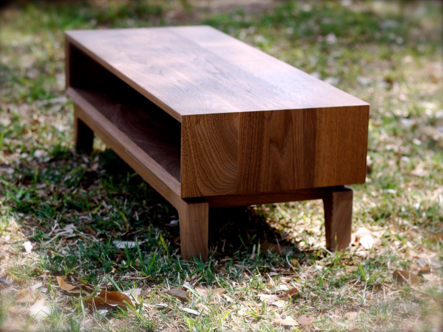 Handmade Midcentury modern TV console in solid walnut (with back)