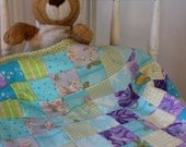 Doll Blanket, Patchwork Quilt, Purple, Big Sister Gift