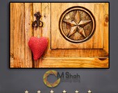 Heart Photo Print - Valentine's Day Gift  - Red Heart - Wood - Abstract Love - Star Carving - Fine Art Photography 8x10