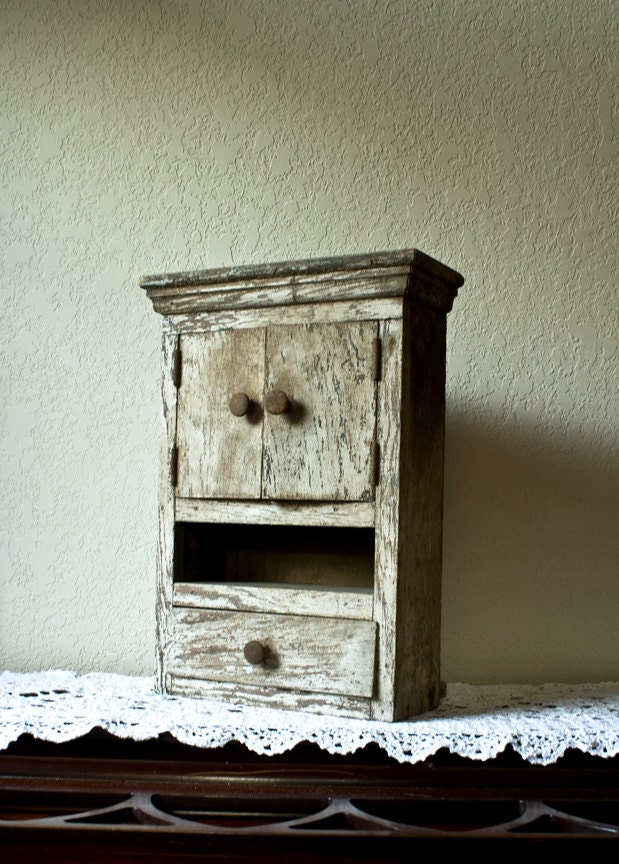 Antique Rustic Cabinet, Primitive Wooden Cabinet, Weathered Farmhouse Country Decor