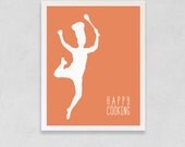 11x14 inches, Happy Cooking Kitchen Art Print, Creased Paper Collage Art, Kitchen Poster, Kitchen Print, Fine Art Print
