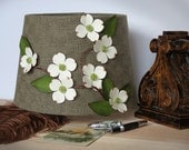Small Handmade Floral Lamp Shade "White Flowering Dogwood" - Country Cottage Chic Springtime - Woodland Home Decor Table Lamp