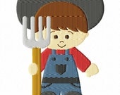 Instant Download 4X4 Cute Little Farm boy Embroidery Design All Formats Available