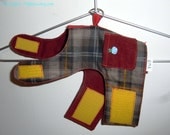 XS Handmade Dog Jacket for Dinky Dogs Puppies Gray Plaid Corduroy Retro JAPAN