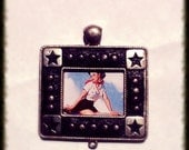Country Western Cowgirl pendant with silver star cut out