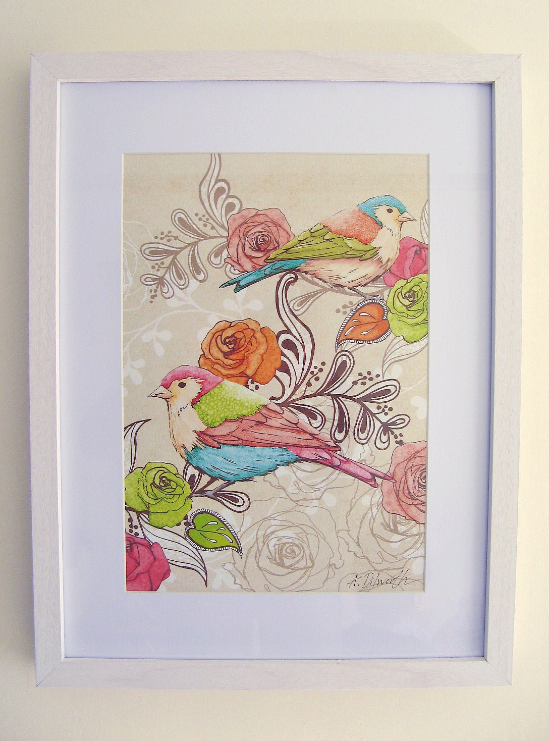Framed & Mounted Individually Signed Amanda Dilworth Print -"Country Garden"