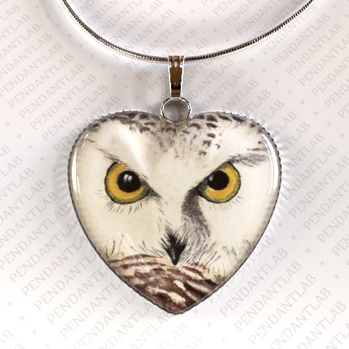 Snowy Owl Heart Pendant, Harry Potter Inspired Necklace, White Owl Necklace, Owl Necklace, Owl Heart Necklace, Harry Potter Inspired Jewelry