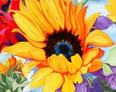 Statement Wall Decor Flower closeup abstract Bright Color Square Poster Colorful print from painting