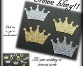 50 Bling crown confetti - any color combination - wedding - princess - bride - silver - gold