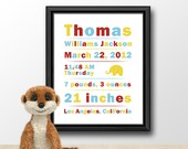 Personalized baby announcement, baby boy birth stats, baby keepsake, birth announcement , nursery birth print, new parents gift, baby stats