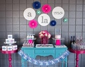 Signature a la Mo Confetti Party Printables - invitation, banner, straw flags, cake bunting, tent cards, favor tags