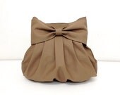 SALE - 10%off Handmade Bag Canvas/ Diaper bag/ Shoulder bag/ Hobo bag/ Tote bag/ Purse/ Everyday bag/ Double Straps/ Bow bag - Khaki - Bella