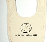M is for Matzo Ball Organic Baby Bib -Natural
