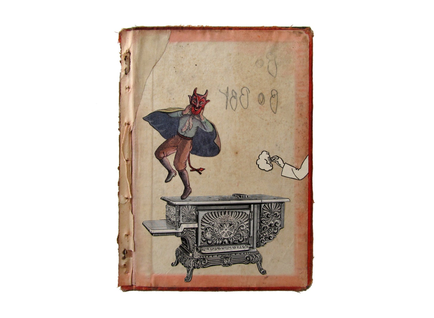 Devil's In The Details - COLLAGE on Book Cover - Original Paper Collage by Suzanna Scott