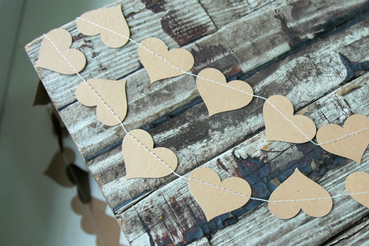 Kraft Heart Wedding Garland . Country Wedding Decorations . 10 ft paper garland