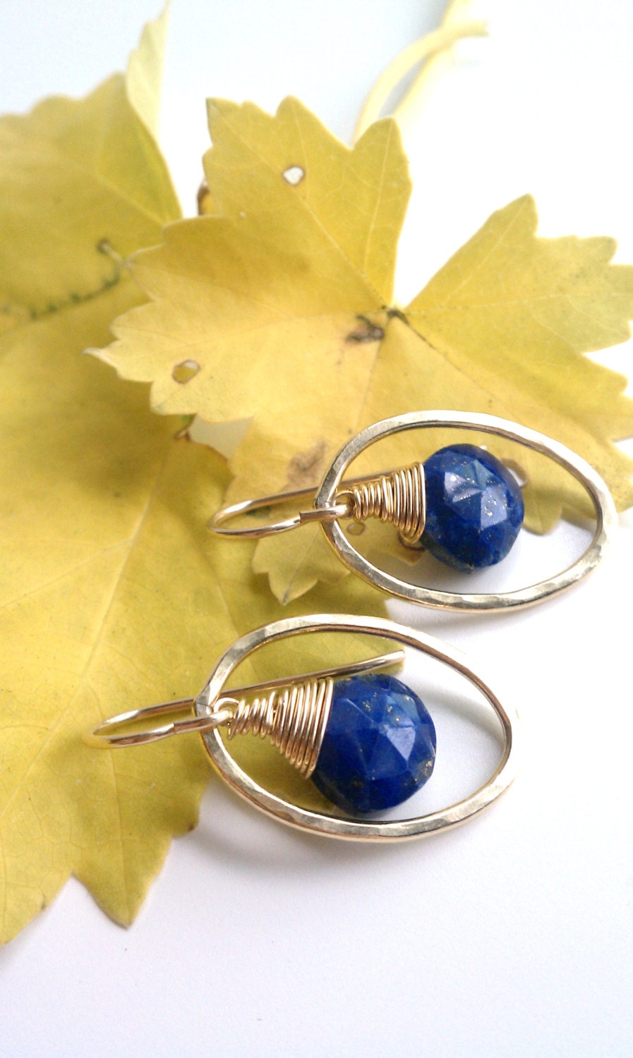 Golden Blue Lapis & Goldfilled Hoop Drops
