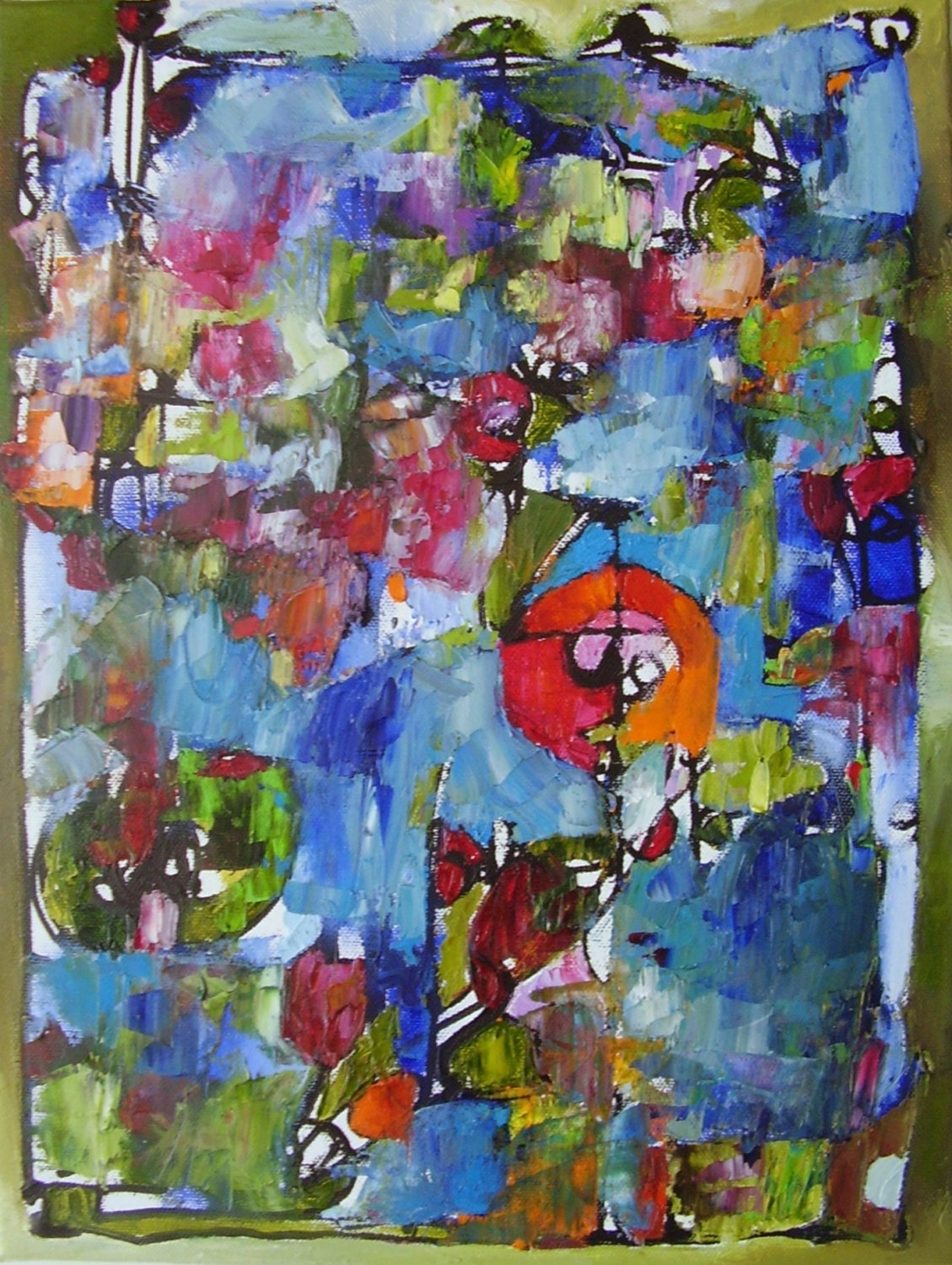 Abstract painting, 40 x 30 cm or 12 x 16 inches approx