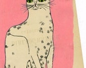 Green Eyed Kitty (original cat drawing, 2013)