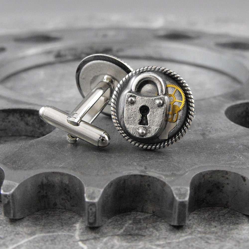 Lock and Key Steampunk Cuff Links - The Inner Madman by COGnitive Creations