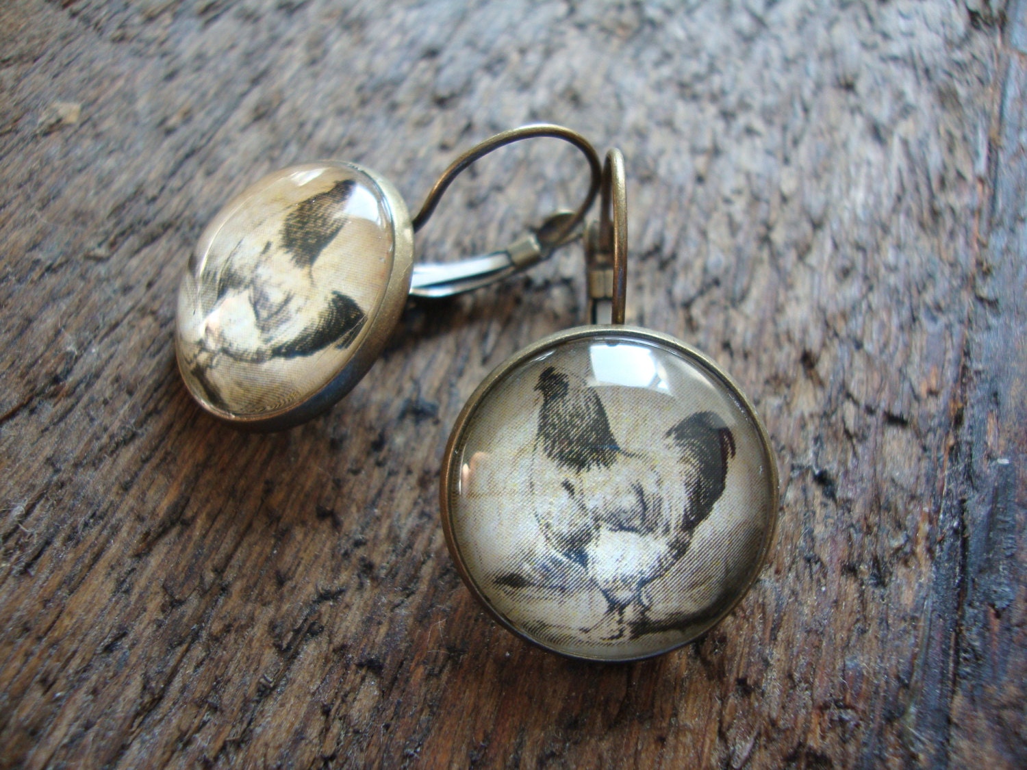 early bird earrings, chicken, hen, farm animal, outdoors - gift for her, birthday present